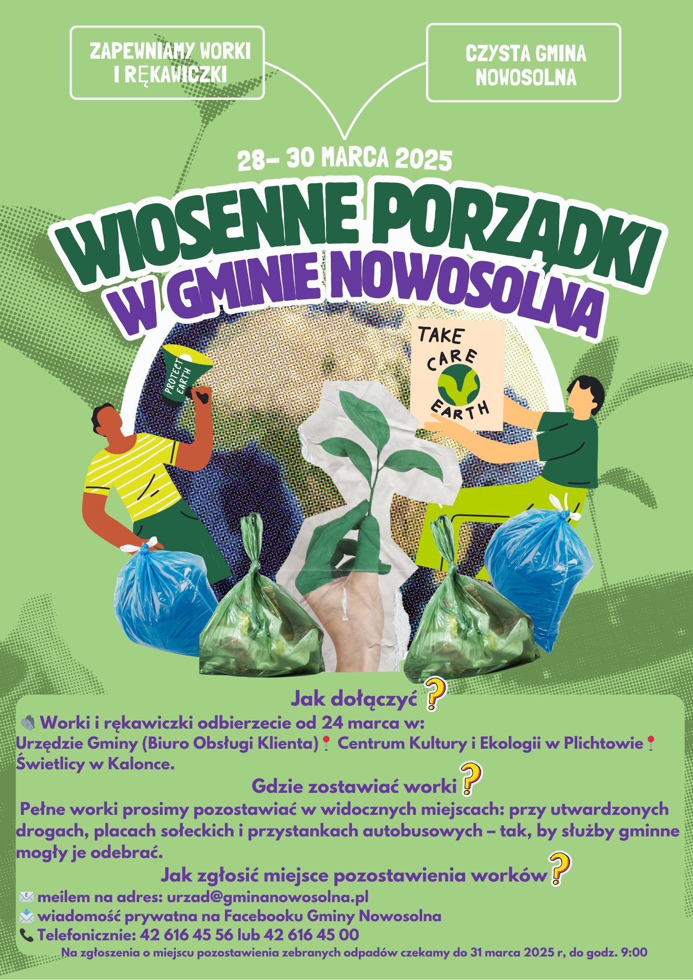 Plakat wiosenne porządki w gminie Nowosolna